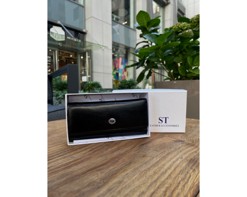 Черная ключница из натуральной кожи с отделением для денег ST Leather B416