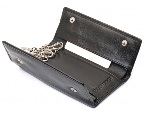 Черная ключница из натуральной кожи с отделением для денег ST Leather B416