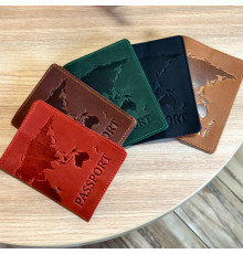 Кожаная обложка для паспорта с картой и надписью Ukraine