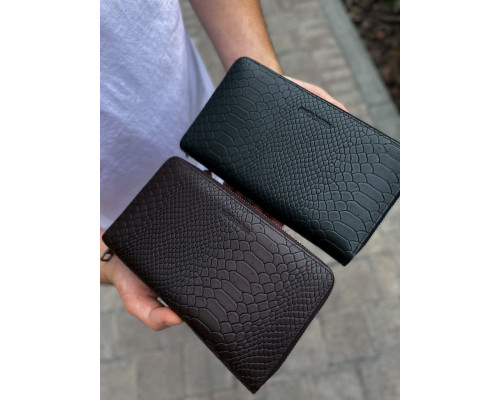 Клатч на две молнии с фактурной натуральной кожи MC-086-5902С