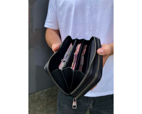 Клатч на две молнии с фактурной натуральной кожи MC-086-5902С
