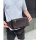 Сумка-бананка из кожи 24х11х8, мужской крези хорс для гаджетов на пояс CH-7371 коричневая