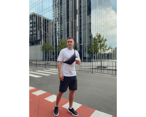 Сумка-бананка из кожи 24х11х8, мужской крези хорс для гаджетов на пояс CH-7371 коричневая