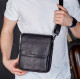 Мессенджер с клапаном через плечо 24х20х6, кожаная барсетка Tiding Bag TD-20033 черная