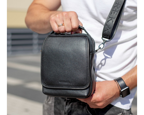 Мужская кожаная сумка-барсетка 22х18х9, мессенджер через плечо с ручкой TD-22011