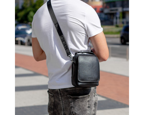 Мужская кожаная сумка-барсетка 22х18х9, мессенджер через плечо с ручкой TD-22011