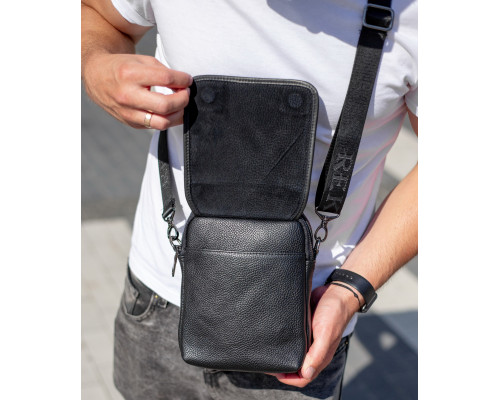 Мужская кожаная сумка-барсетка 22х18х9, мессенджер через плечо с ручкой TD-22011