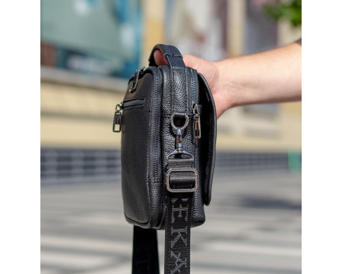 Мужская кожаная сумка-барсетка 22х18х9, мессенджер через плечо с ручкой TD-22011