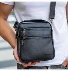 Кожаная мужская сумка-барсетка 20х23х6, мессенджер через плечо Bexhill BX-14660 черный