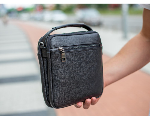 Кожаная мужская сумка-барсетка 20х23х6, мессенджер через плечо Bexhill BX-14660 черный