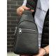 Мужская сумка-бананка через плечо 18х32х7, унисекс рюкзак на грудь с натуральной кожи TIDING BAG 3280 черный
