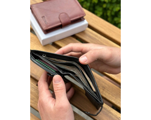 Мужской кожаный кошелек люкс, мужское портмоне натуральная кожа HORTON 301B