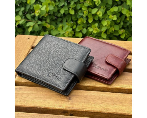 Мужской кошелек бумажник натуральная кожа черный, коричневый HORTON 208