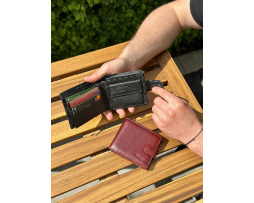 Мужской кошелек бумажник натуральная кожа черный, коричневый HORTON 208