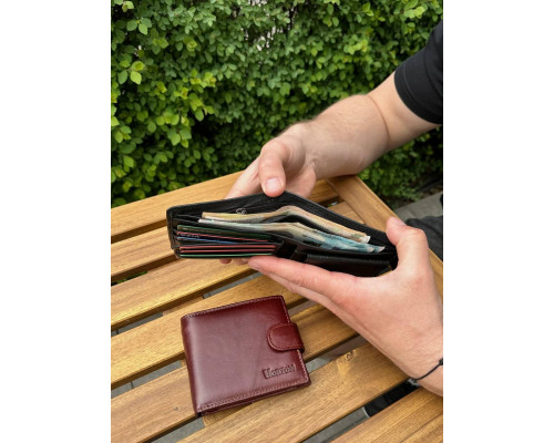 Мужской кошелек бумажник натуральная кожа черный, коричневый HORTON 208