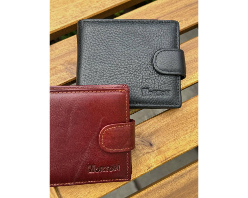 Мужской кошелек бумажник натуральная кожа черный, коричневый HORTON 208