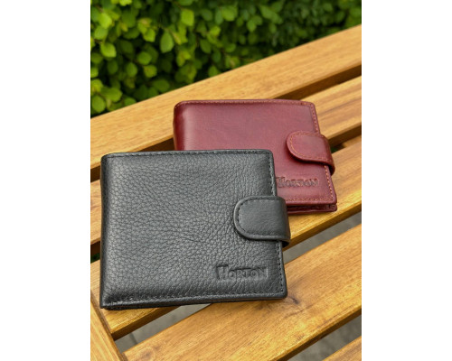 Мужской кошелек бумажник натуральная кожа черный, коричневый HORTON 208