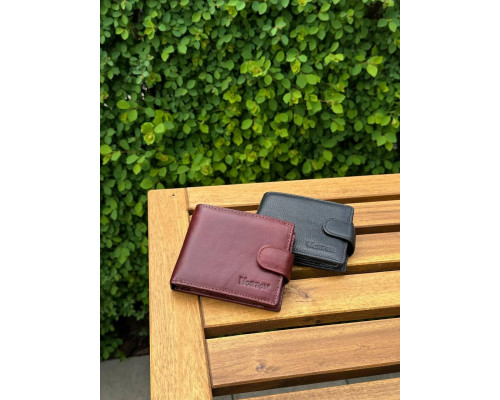 Мужской кошелек бумажник натуральная кожа черный, коричневый HORTON 208