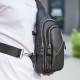 Мужской слинг через плечо 18х32х7, кожаная нагрудная бананка, сумка рюкзак Tiding Bag 33737 черная