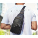 Мужской слинг через плечо 18х32х7, кожаная нагрудная бананка, сумка рюкзак Tiding Bag 33737 черная