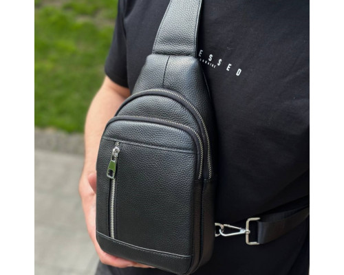 Мужской стильный слинг на плечо 18х32х6, сумка рюкзак для путешествий и отдыха TIDING BAG 7862 черная