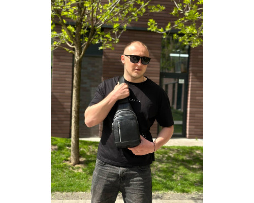 Мужской стильный слинг на плечо 18х32х6, сумка рюкзак для путешествий и отдыха TIDING BAG 7862 черная