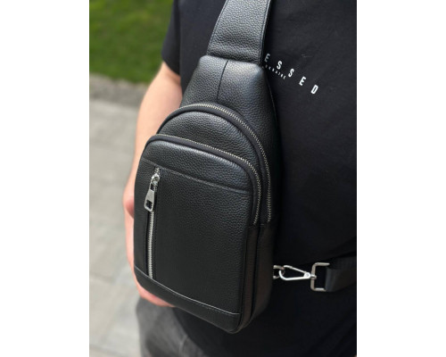 Мужской стильный слинг на плечо 18х32х6, сумка рюкзак для путешествий и отдыха TIDING BAG 7862 черная