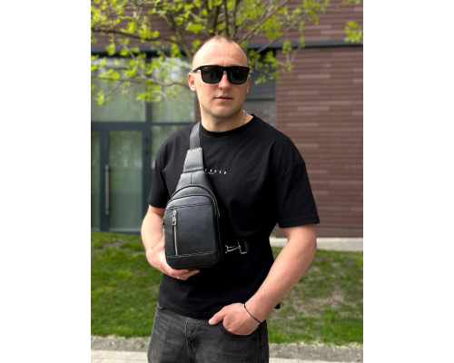 Мужской стильный слинг на плечо 18х32х6, сумка рюкзак для путешествий и отдыха TIDING BAG 7862 черная