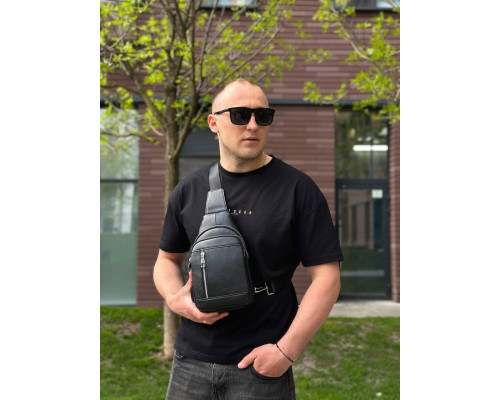 Мужской стильный слинг на плечо 18х32х6, сумка рюкзак для путешествий и отдыха TIDING BAG 7862 черная