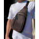 Мужской слинг из кожи 17х30х6, крейзи хорс для телефона 6349 коричневый