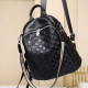 Кожаный женский рюкзак с тиснением 25х30х11, сумка наплечная с шахматным узором, черная