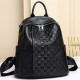 Кожаный женский рюкзак с тиснением 25х30х11, сумка наплечная с шахматным узором, черная