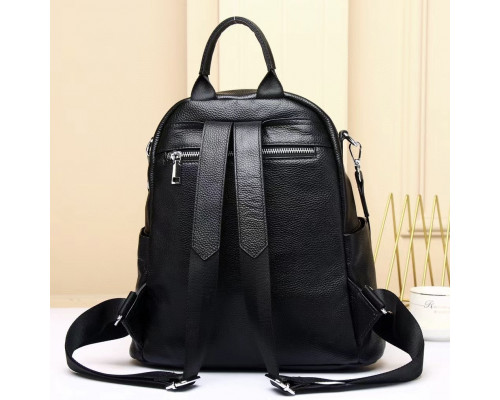 Кожаный женский рюкзак с тиснением 25х30х11, сумка наплечная с шахматным узором, черная