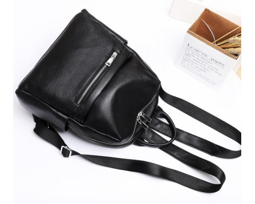 Женская сумка на плече из натуральной кожи 27х31х12, рюкзак с отделами для гаджетов, черная