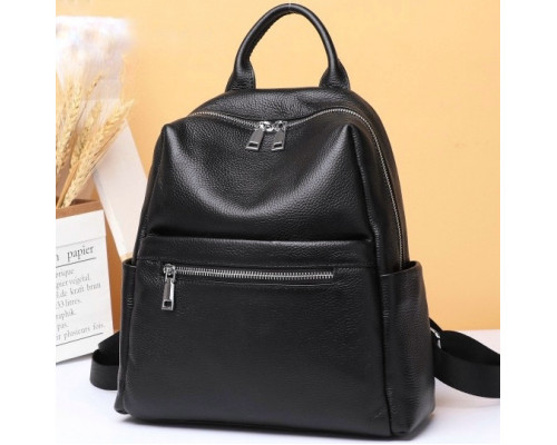 Женская сумка на плече из натуральной кожи 27х31х12, рюкзак с отделами для гаджетов, черная