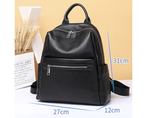 Женская сумка на плече из натуральной кожи 27х31х12, рюкзак с отделами для гаджетов, черная