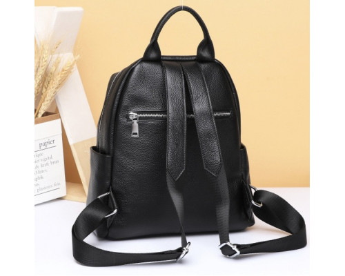 Женская сумка на плече из натуральной кожи 27х31х12, рюкзак с отделами для гаджетов, черная