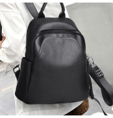 Женский кожаный рюкзак городского типа 23х30х13, сумка на спину под мат, черная