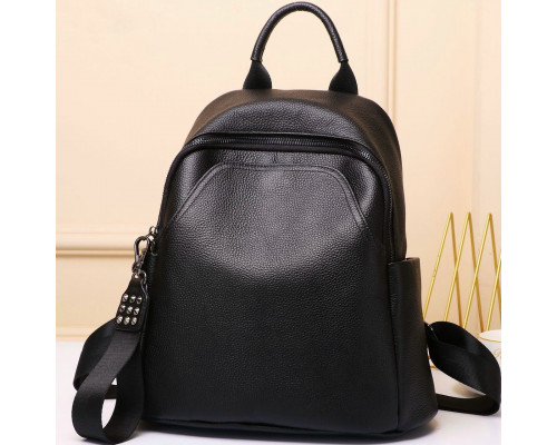 Женский кожаный рюкзак городского типа 23х30х13, сумка на спину под мат, черная