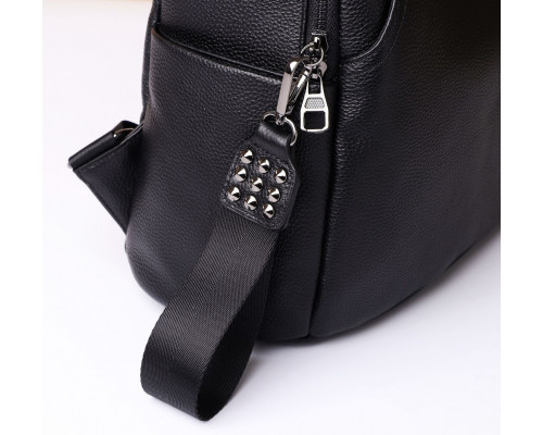 Женский кожаный рюкзак городского типа 23х30х13, сумка на спину под мат, черная