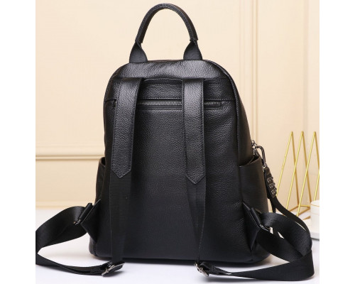 Женский кожаный рюкзак городского типа 23х30х13, сумка на спину под мат, черная