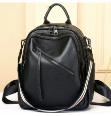 Стильная женская сумка городская на плече 35х27х14, рюкзак из натуральной кожи, черный