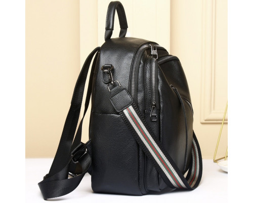 Стильная женская сумка городская на плече 35х27х14, рюкзак из натуральной кожи, черный