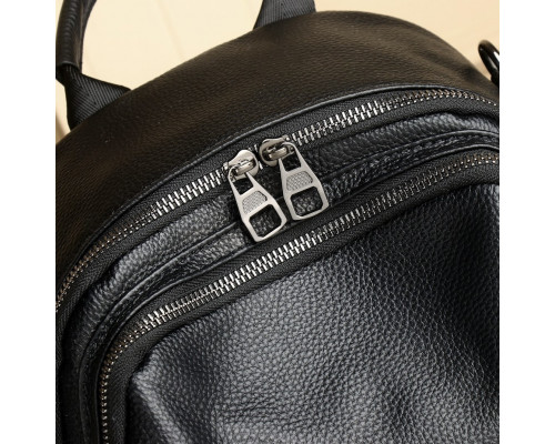 Стильная женская сумка городская на плече 35х27х14, рюкзак из натуральной кожи, черный