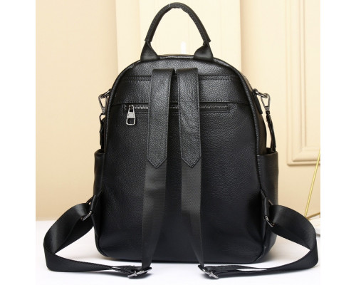 Стильная женская сумка городская на плече 35х27х14, рюкзак из натуральной кожи, черный