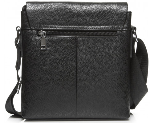 Кожаная мужская сумка через плечо 21х23х5.5, мягкая барсетка для гаджетов Tiding Bag 12977 черная