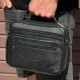 Мужская кожаная сумка-барсетка 23х19х7, мессенджер с ручкой и ремнем через плечо BX-10041 черный