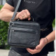 Мужская кожаная сумка-барсетка 23х19х7, мессенджер с ручкой и ремнем через плечо BX-10041 черный
