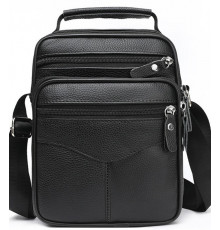 Мужская кожаная сумка-барсетка 26х20.5х8, мессенджер через плечо Bexhill Bx-56402 черная