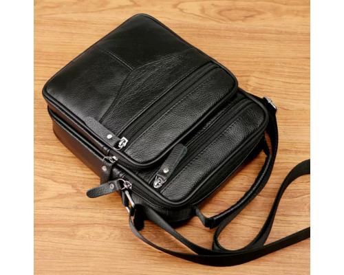 Мужская кожаная сумка-барсетка 26х20.5х8, мессенджер через плечо Bexhill Bx-56402 черная